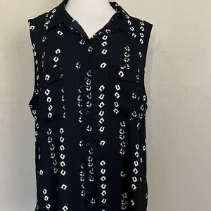 Apt. 9 Black and White Patterned Men's Sleeveless Shirt